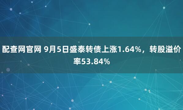 配查网官网 9月5日盛泰转债上涨1.64%，转股溢价率53.84%